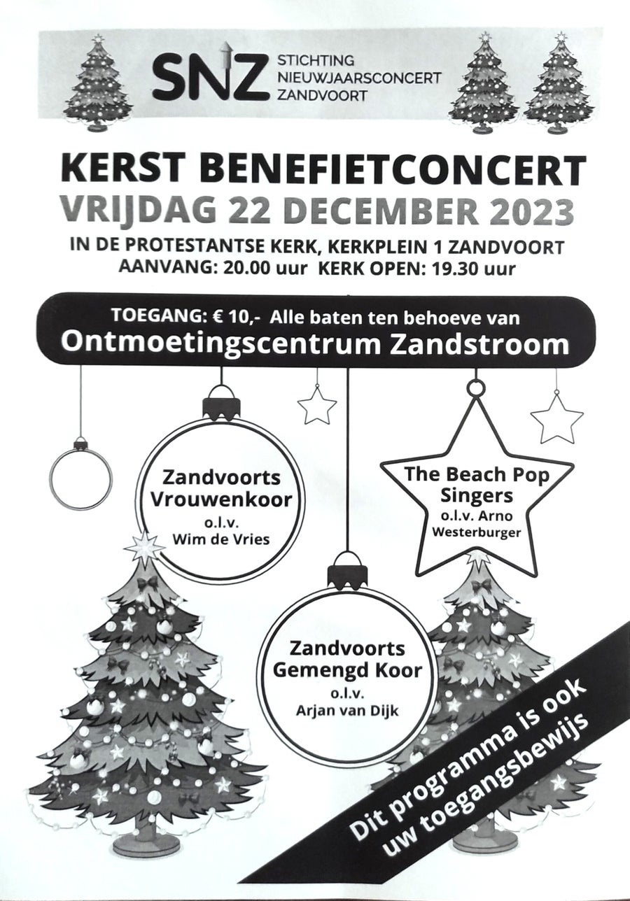 Kerstconcert poster van het Zandvoorts Vrouwenkoor